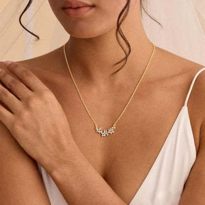 Gold Necklace for Women, Dainty 14K Gold Plated Pendant Necklaces for Women Trendy Simple Choker Chain Cubic Zirconia Circle/Interlocking/Sun/Pearl Necklace Fashion Jewelry Charm Gifts - color: CZ Flower-2