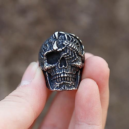 2023 Skull Ring Cool Evil Death Punk Rock Stainless Steel Rings Aly Style Jewelry - style: R1112