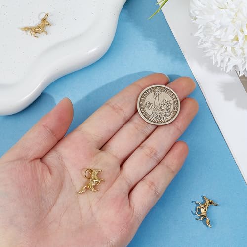 PH PandaHall 6pcs 18K Gold Plated Horse Charms Pendant, 304 Stainless Steel Horse Shape Pendant with Single Circle Good Luck Horse Charm for DIY Crafts Brecelets Necklace keychain Jewelry Making