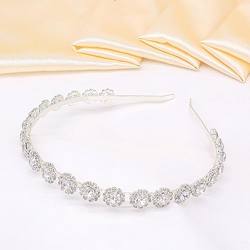 Bridal Headpiece Wedding Headband with Crystal and Hair Accessories (Silver, 5.5'') - color: Silver