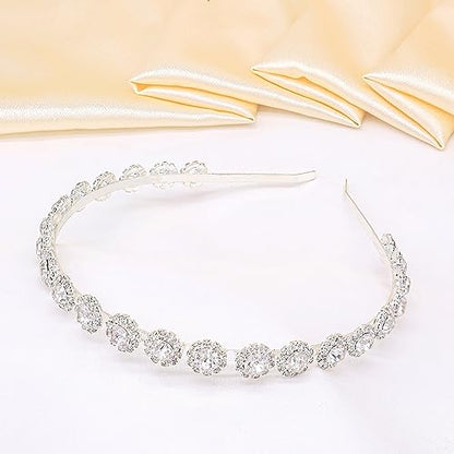 Bridal Headpiece Wedding Headband with Crystal and Hair Accessories (Silver, 5.5'') - color: Silver