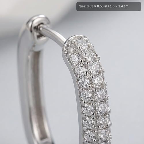 Hoop Earrings for Women Cubic Zirconia Pave Huggies Lightweight Hypoallergenic Fashion Jewelry for Daily Wear Anniversary Birthday Gift - color: Silver