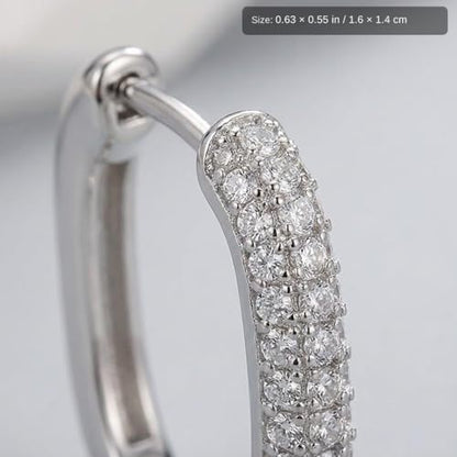 Hoop Earrings for Women Cubic Zirconia Pave Huggies Lightweight Hypoallergenic Fashion Jewelry for Daily Wear Anniversary Birthday Gift - color: Silver
