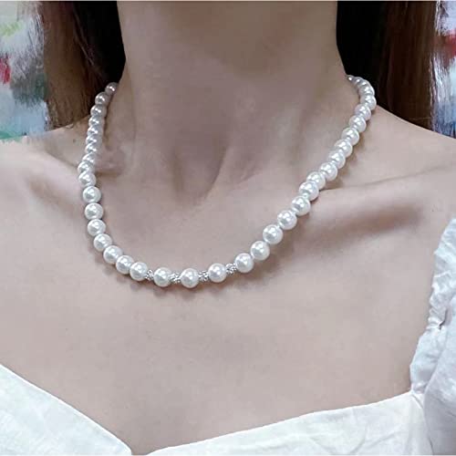 White 8mm Glass Pearls Necklace Bracelet Earring Jewelry 3 Set Wholesale for Women Little Girls - style: 18inch