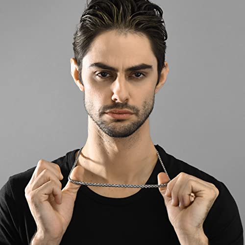 GoldChic JEWELRY Chunky Cuban Chains for Men,Stainless Steel Cuban Chain Necklace, Venetian Chain Curb Chain Hip Hop Jewelry,4/6/9/12/14mm Width,14-30 inch Length, Black/Gold Plated/Silver - color: Silver, size: 18"(46cm), style: Venetian Chain-4MM width