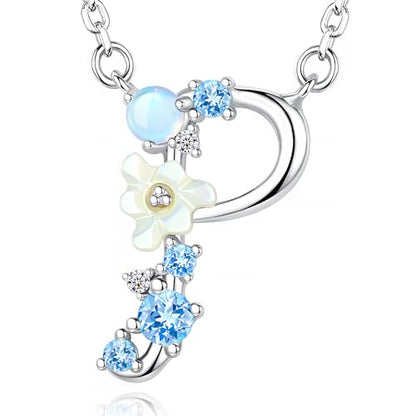 VIKI LYNN Initial Necklace for Women 925 Sterling Silver Initial A to Z Letter Pendant Necklace with Blue Flower Cubic Zirconia Birthday Engagement Gift for Women,Mom, Couple - style: Letter P