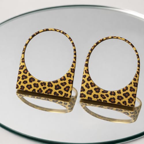 Large Chunky Gold Hoop Earrings for Women – Expensive Hollow Geometric Stainless Steel Statement Dangle Earrings with Textured Big Circle Design, Modern Metallic Fashion Jewelry Gift - color: Leopard Print