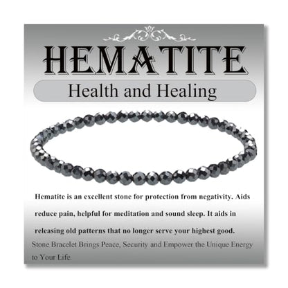 MASSIVE BEADS Natural Genuine Gemstone Beads Healing Crystal Chakra Reiki Jewelry Faceted Round Beads Bracelets 3mm - color: Hematite