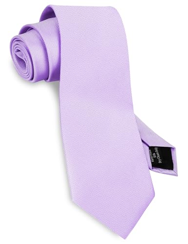 GUSLESON Classic New 3.15"（8cm） Men's Solid Color Necktie Wedding Business Tie + Gift Box - color: Lavender Lilac