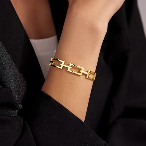 Gelbesty Infinity Love Knot Dainty Gold Bangle Bracelets for Women, 14K Gold Plated Adjustable 925 Silver Bracelet, Trendy Jewelry Gifts for Valentine's Day - color: Silver_Square