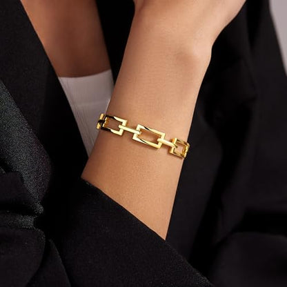 Gelbesty Infinity Love Knot Dainty Gold Bangle Bracelets for Women, 14K Gold Plated Adjustable 925 Silver Bracelet, Trendy Jewelry Gifts for Valentine's Day - color: Silver_Square
