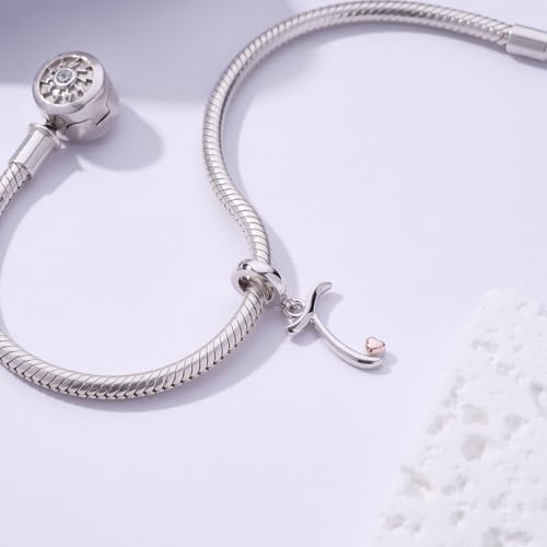 Letter Charms for Pandora Bracelets 925 Sterling Silver Alphabet Initial Charms Bead Jewelry Gift for Women - style: Initial T