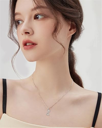 Dtja Dainty CZ Hourglass Pendant Necklace for Women 14K Gold Plated Stainless Steel Crystal Sand Clock Time Arrangement Theme Charms Link Chain Adjustable Necklaces Souvenir Jewelry Gift - color: Silver
