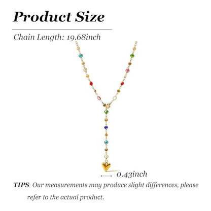 Long Heart Pendant Necklace Colorful Rhinestone Y Necklace Heart Lariat Jewelry Multicolor Party Outfit Accessory - color: A1:lariat necklace
