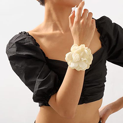Rose Black Velvet Floral Choker Necklace - Camellia Daisy Rosette - Spring Summer Flower Jewelry - color: White