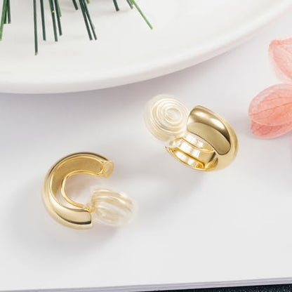 Clip On Hoop Chunky Minimalist Small Earrings For Women Teens Huggie Earrings Non-piercing Clip Earrings Birthday Gift