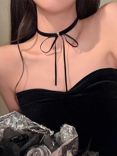 Bow Choker Necklace for Women Vintage Red Black Velvet Choker Gothic Long Ribbon Bow Collar Necklace Christmas Jewelry Gifts - style: Style 1
