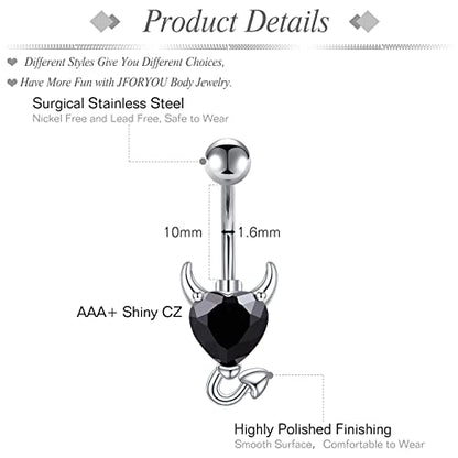 Belly Button Rings Stainless Steel 14G CZ Opal Navel Rings Barbells Women Girls Belly Piercing Jewelry - color: Black Color-Style F: 5 PCS