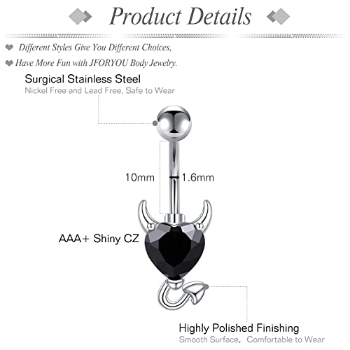 Belly Button Rings Stainless Steel 14G CZ Opal Navel Rings Barbells Women Girls Belly Piercing Jewelry - color: Black Color-Style F: 5 PCS
