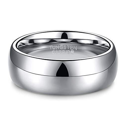 TRUMIUM 2mm 4mm 6mm 8mm Tungsten Wedding Band Ring for Men Women Silver/Rose Gold Plated/Rainbow/Gold Plated Domed High Polish Engagement Promise Rings Comfort Fit 4-15 - color: 8mm silver plated