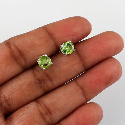 AAA Grade Natural Gemstone Studs Earring, Prong Setting Lightweight Earring, Handmade Bohemian Jewelry, Healing Crystals & Stones, Christmas Gift for Women