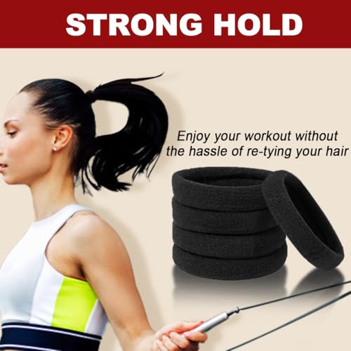 IKOCO 150PCS Black Hair Ties for Women, No Damage, Cotton Ponytail Holders | Value Pack, Seamless Elastic, No Pull/Snag/Breakage, No Crease, Durable Hold, for Thick & Curly Hair - color: Black