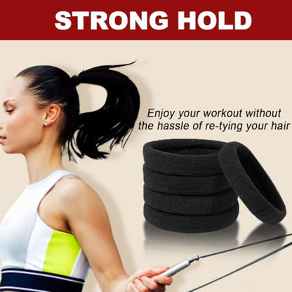 IKOCO 150PCS Black Hair Ties for Women, No Damage, Cotton Ponytail Holders | Value Pack, Seamless Elastic, No Pull/Snag/Breakage, No Crease, Durable Hold, for Thick & Curly Hair - color: Black