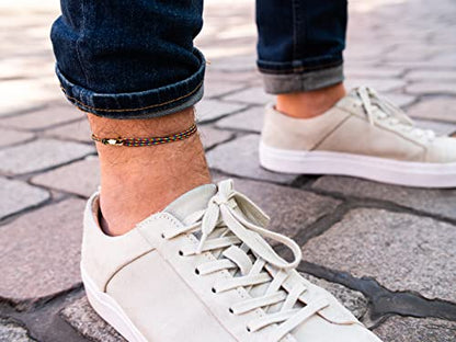 Made by Nami Surfer Anklet with Snap Hook Clasp Waterproof & Adjustable Thin String Ankle Bracelets for Women and Men Handmade Jewelry for Beach and Music Festival Accessories - color: Dark Retro Gold