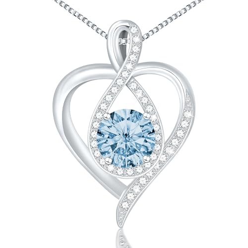 925 Sterling Silver Infinity Heart Necklace for Women, Rhodium Plated Cubic Zirconia Pendant Gift for Girlfriend Wife Mom - Anniversary Valentine's Day Birthday Present with Elegant Gift Box - color: Silver-03-Mar