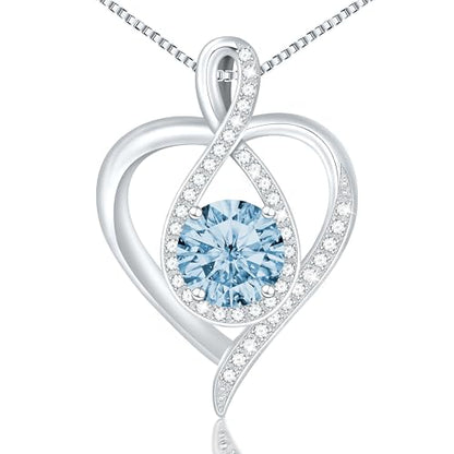925 Sterling Silver Infinity Heart Necklace for Women, Rhodium Plated Cubic Zirconia Pendant Gift for Girlfriend Wife Mom - Anniversary Valentine's Day Birthday Present with Elegant Gift Box - color: Silver-03-Mar