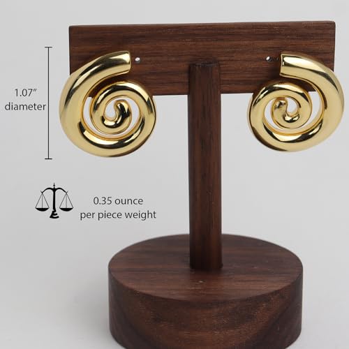 Jean Beau Chunky Gold Stud Earrings for Women Trendy Gold Plated Dangle Drop Prom Birthday Fashion Office Jewelry Gift - color: Silver Swirl