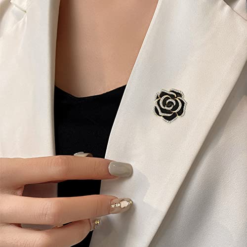 Women Camellia Flower Pearl Enamel Brooch Pins for Ladies Jewelry Fashion - color: E
