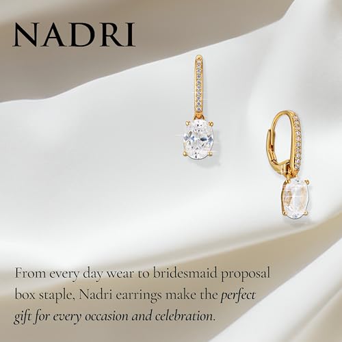 NADRI Cushion Cut CZ Leverback Earrings - color: Oval - Gold