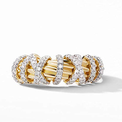 14K Gold Plated Stacking CZ Statement Thumb Rings for Women,Dainty Chunky Cubic Zirconia Thumb Promise Wedding Bands Engagement Non Tarnish Ring for Women's Jewelry Gift Size 8 - size: 8#