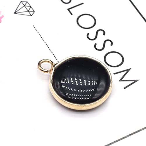 LE SKY 12 Pcs Natural Stone Pendants Round Shape Healing Chakra Polished Crystal Quartz Agate Stone Accessories for Jewelry Making Necklace Earrings