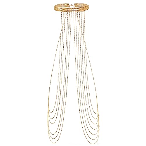 Harness Body Chain Sexy Layered Tassel Belly Waist Chain Necklace Boho Hot Bikini Nightclub Party Beach Body Jewelry for Women and Ladies Gold Tone - style: B:Style B