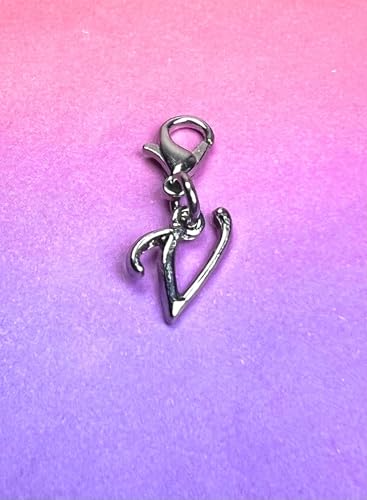 Initial Italic Cursive Stainless Steel Clasp Clip on Charm Graduation Cap Tassel Event Party Invitation Card Baby Shower Birthday Thank You Celebration Personalized Congratulations Choice of 26 Letters - style: Letter V