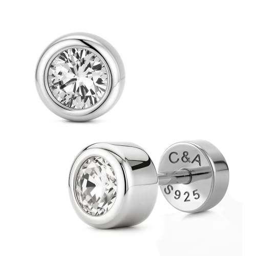 CHIC & ARTSY 18K Gold Plated Solid 925 Sterling Silver Flat Back Earrings for Women Multiple Piercings Screw Back Earrings Cartilage Hypoallergenic Jewelry - style: 925 Silver Flat Back #8