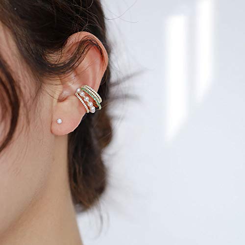 Pearl Ear Cuff Earrings for Women 14K Gold Ear Cuffs for Non Pierced Ears Cartilage Earrings - style: Pearl