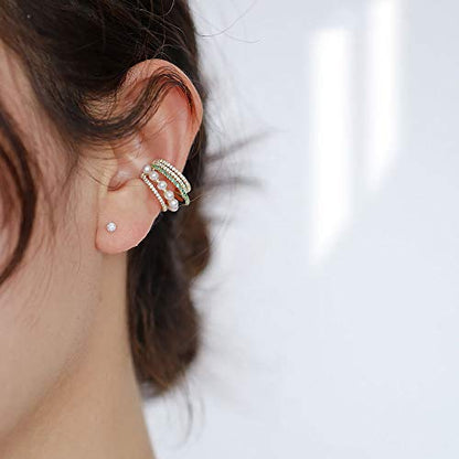 Pearl Ear Cuff Earrings for Women 14K Gold Ear Cuffs for Non Pierced Ears Cartilage Earrings - style: Pearl