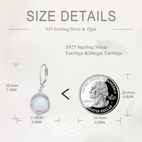 FreshWater Pearl Dangle Earrings 925 Sterling Silver Lapis lazuli Turquoise Larimar Opal Black Pearl Leverback Earrings for Women Birthday Hypoallergenic - style: opal earrings