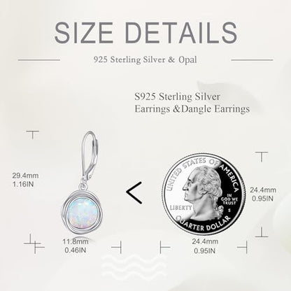 FreshWater Pearl Dangle Earrings 925 Sterling Silver Lapis lazuli Turquoise Larimar Opal Black Pearl Leverback Earrings for Women Birthday Hypoallergenic - style: opal earrings