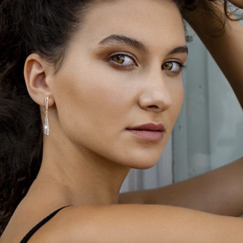 Dangle Earrings for Women，Crystal Drop Earrings Zirconia Rhinestone Dangling Earrings for Women Prom Party Jewelry Gifts，Dangle Fashion Jewelry Crystal Earrings for Women and Girls - color: White