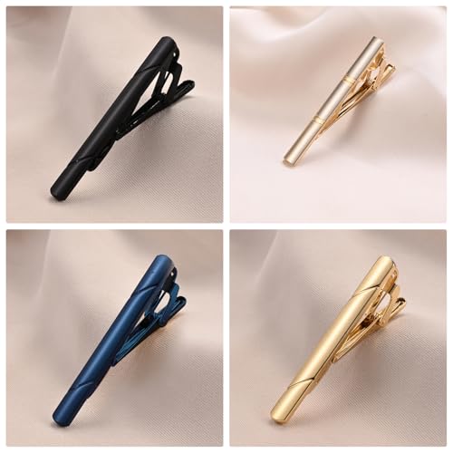 wynameleri Tie Pins for Men Silver Black 3 Pcs 10 PCS Short Tie Clip Set 2.3, 2.4 Inch Business Shirt Necktie Pinch for Men - color: B0310018