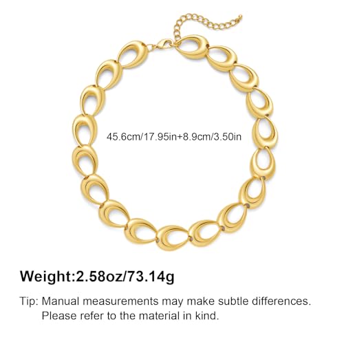 Chunky Necklace for Women 18K Gold Plated Statement Adjustable Thick Link Chains Paperclip Chain Choker Trendy Fashion Jewelry Gifts - style: Teardrop 130