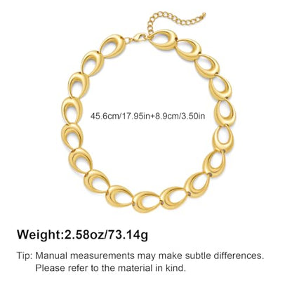 Chunky Necklace for Women 18K Gold Plated Statement Adjustable Thick Link Chains Paperclip Chain Choker Trendy Fashion Jewelry Gifts - style: Teardrop 130