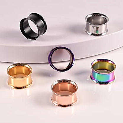 Set of 12 PCS 316L Stainless Steel Ear Plugs Large Gauges Stretching Screw Fit Tunnels Gauge 2g - 1 inch Ear Plugs Tunnels for Ears Expander Body Jewelry - color: 6 Pair Double Flared, size: 22mm(7/8")