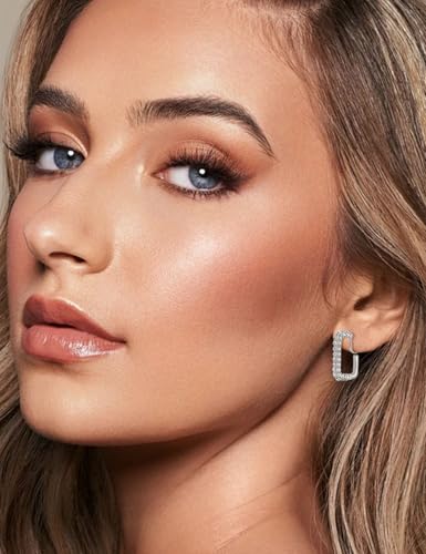 12 Pairs Clip on Hoop Earrings for Women 14K Gold Plated Chunky Clip on Earrings CZ Tube Twist Croissant Bamboo Round Geometric No Piercing Ear Clips Set Trendy Fake Earrings Jewelry - color: Silver