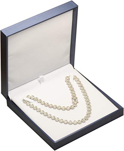 The Jewellery Pak Blue Color Big Necklace Chain Gift Box Luxury Soft Touch PU Leather Material Necklace Storage Box Size 6.42"(W)*6.42〞(D)*1.57〞(H) | A large pendant storage holder case for women men wedding engagement giftgiving(not big enough for chunky