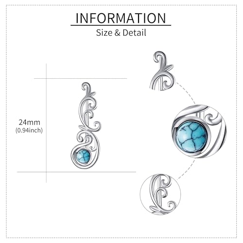 Ear Climbers Earrings for Women Sterling Silver Vintage Ear Crawler Earrings Jewelry Gifts for Women - style: Filigree-Turquoise